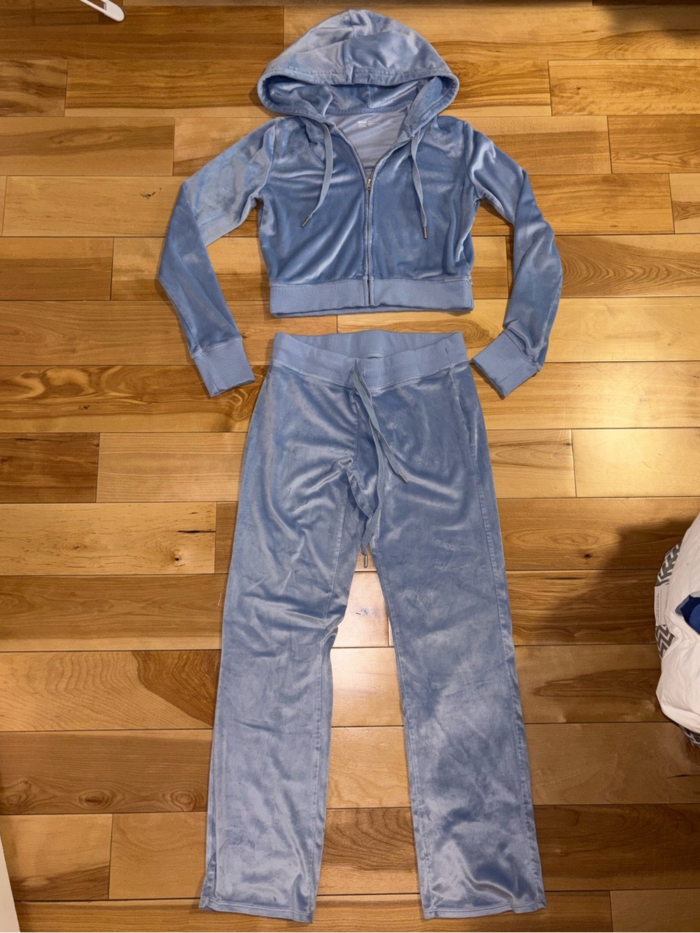 aerie Light Blue Velour Hoodie & Sweatpants Set